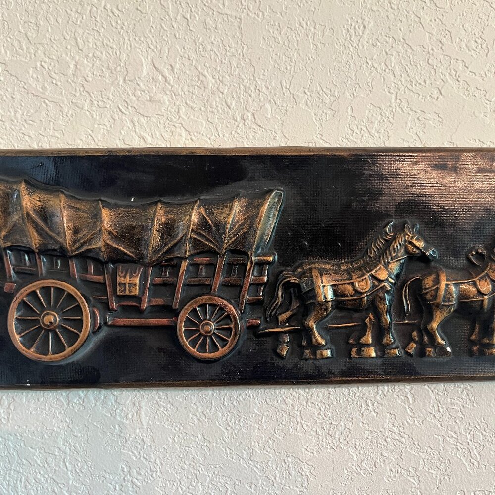 Vintage Horse and Carriage Wall Plaque Chalkware Cottagecore Country Farmhouse